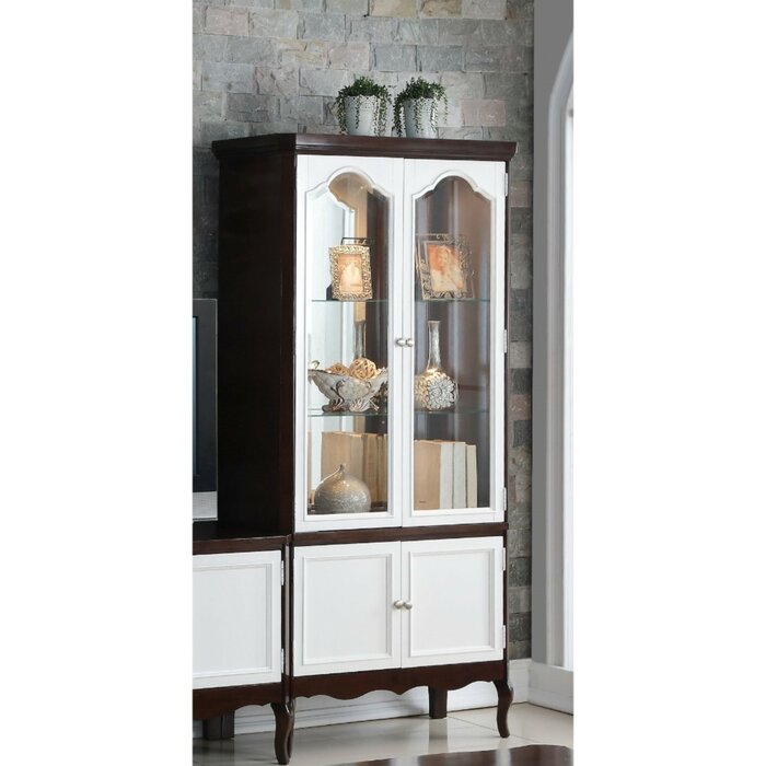 conley double glass door wooden curio cabinet