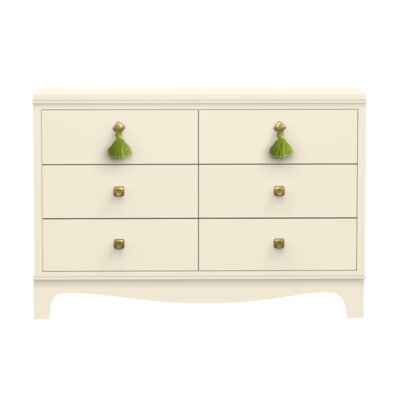 Easton 6 Drawer Double Dresser Oomph Hardware Finish Brass Color Creme