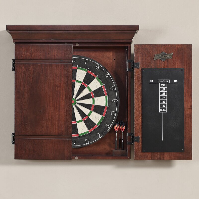 American Heritage Sierra Bristle Dartboard And Cabinet Set With