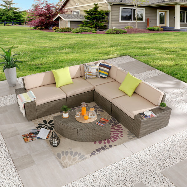 soria outdoor 6 piece rattan sectional