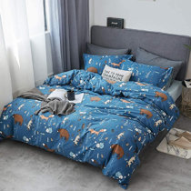 Redwood Rover Boys Blue Bedding Full Bear Duvet Cover Cotton Woodland Animal Bedding Queen Navy Forest Bedding Set Kids Fox Rabbit Bear Print Bedding Raccoon Duvet Cover Queen Navy Blue Duvet Cover