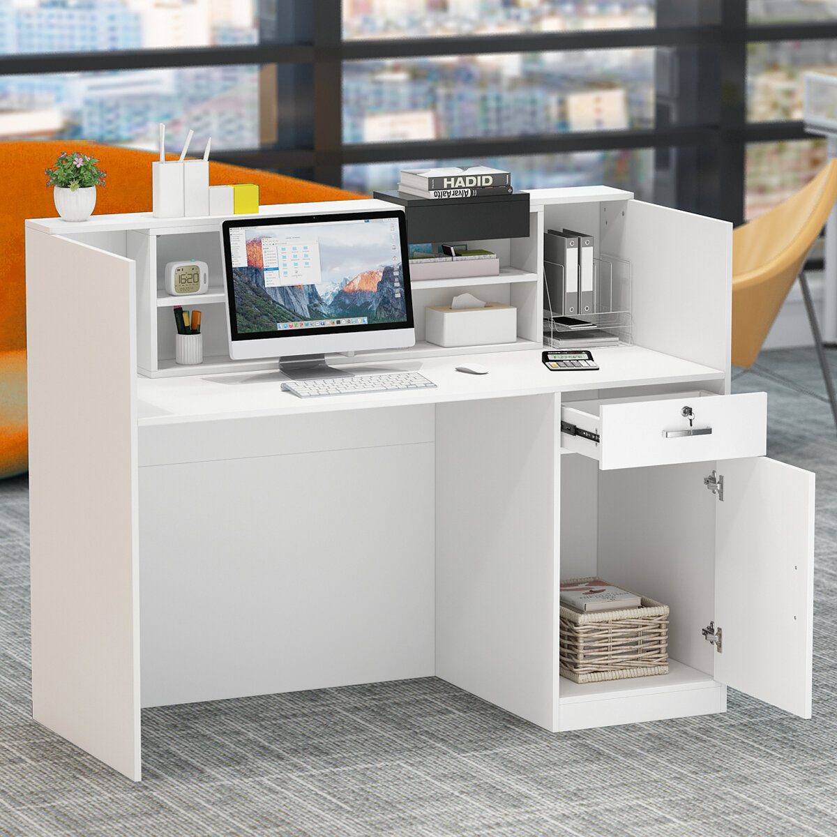 Latitude Run® 1 Corner Wood Reception Desk | Wayfair
