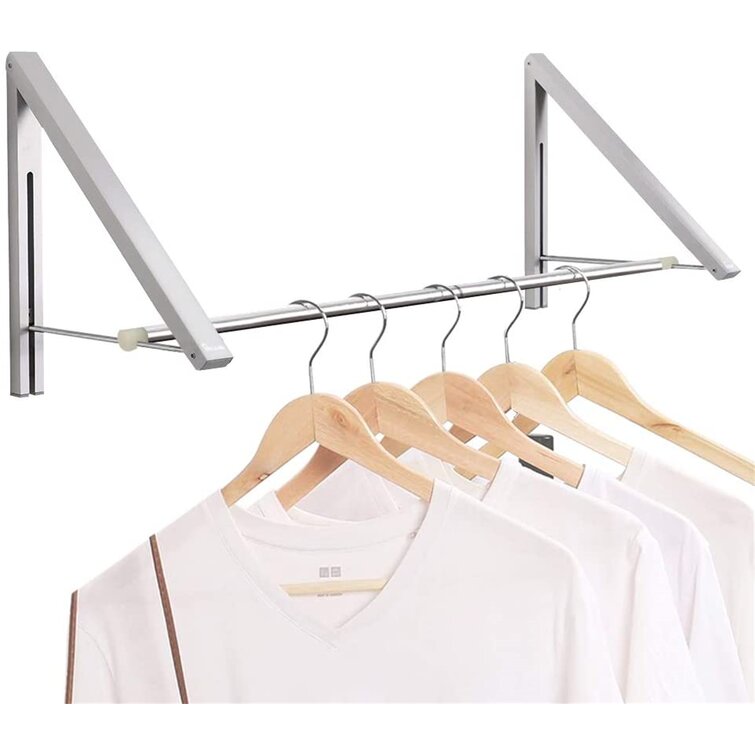 Silver-Retractable Clothes Rack Wall Mounted Folding Clothes Hanger Drying Rack