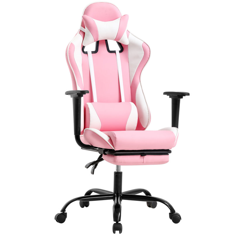 Inbox Zero Pc Gaming Chair Desk Chair Ergonomic Office Chair Executive High Back Pu Leather Racing Computer Chair With Lumbar Support Footrest Modern Task Rolling Swivel Chair For Women Men Girls Adults
