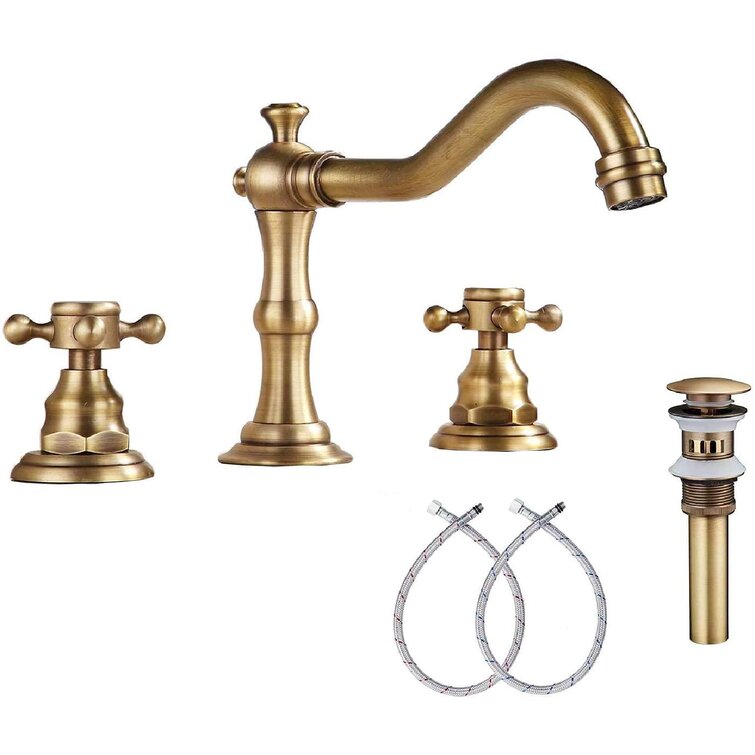 Two Handles Three Holes Faucet 8-16 Inch Widespread Bathroom Sink Faucet Chrome Basin Mixer Tap Matching Metal Pop Up Drain With Overflow
