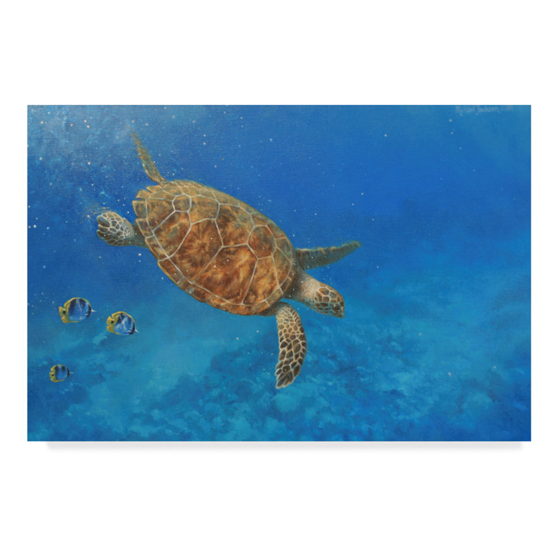 World Menagerie Large Sea Turtle Acrylic Painting Print On