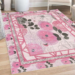 Ultimate Poppie Chocolate Brown Wool Luxurious Floral Poppy Rug in various sizes 