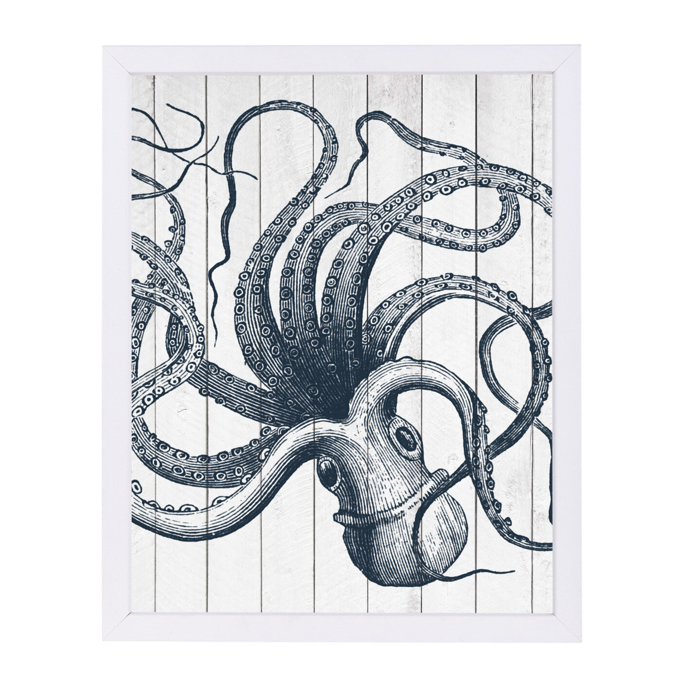 East Urban Home Wood Octopus Framed Graphic Art Print Wayfair