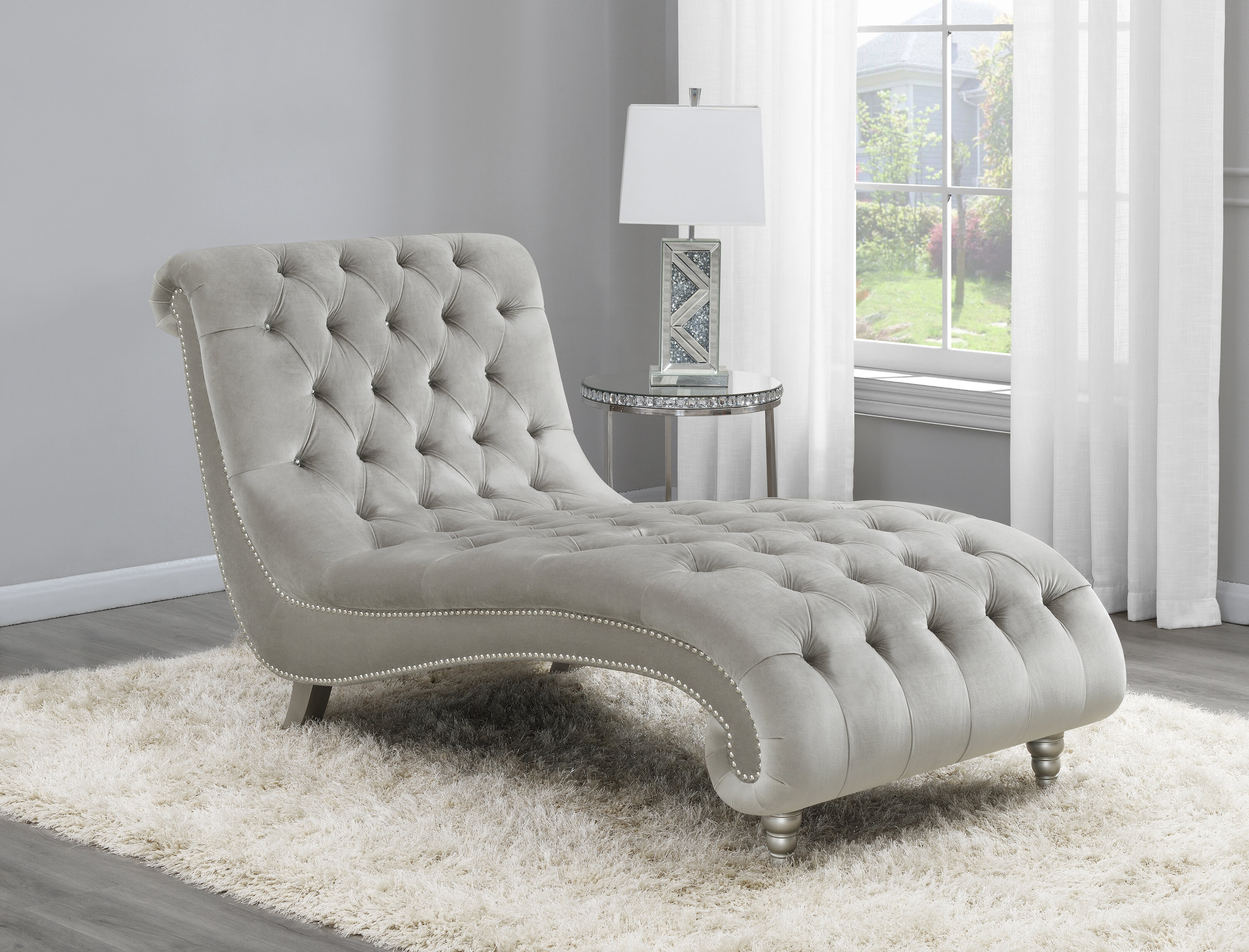 grey and tan accent chair