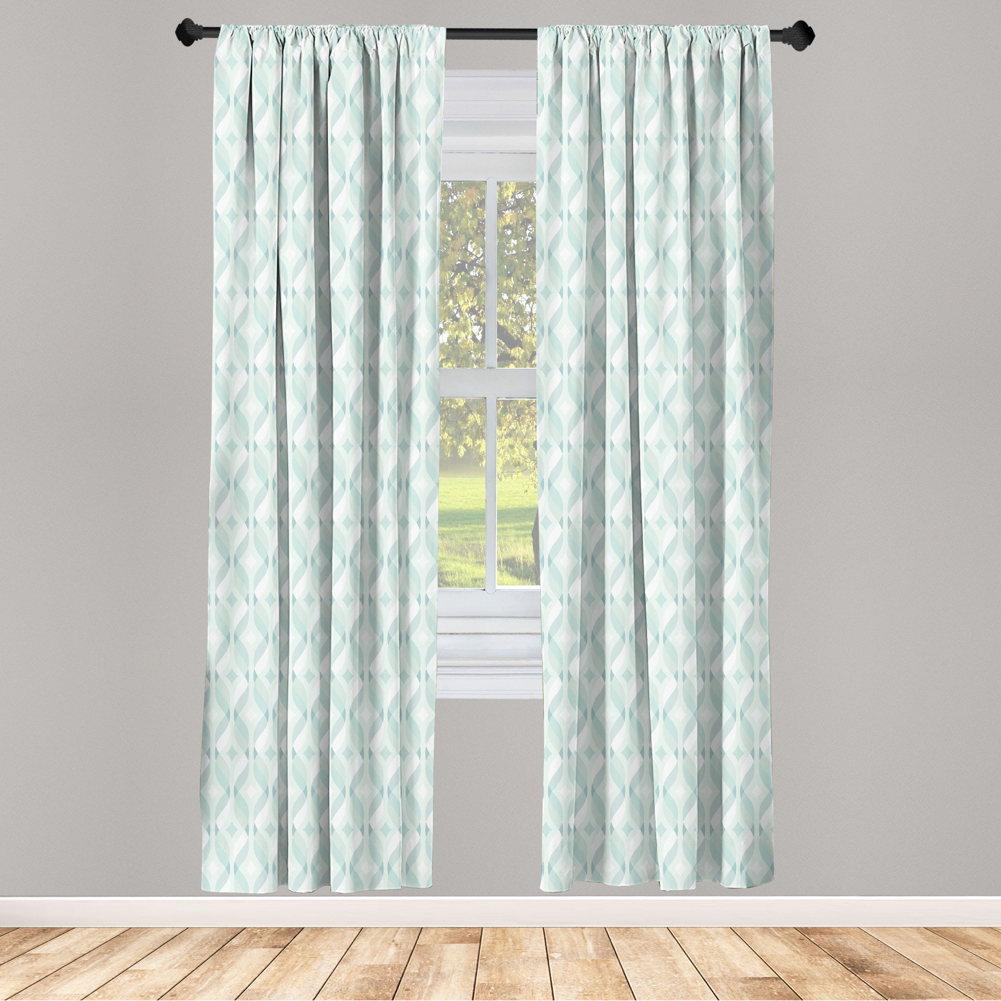 Sheer Voile 2-Piece Teal Curtain Panel Solid Window Treatment 63" Long New 