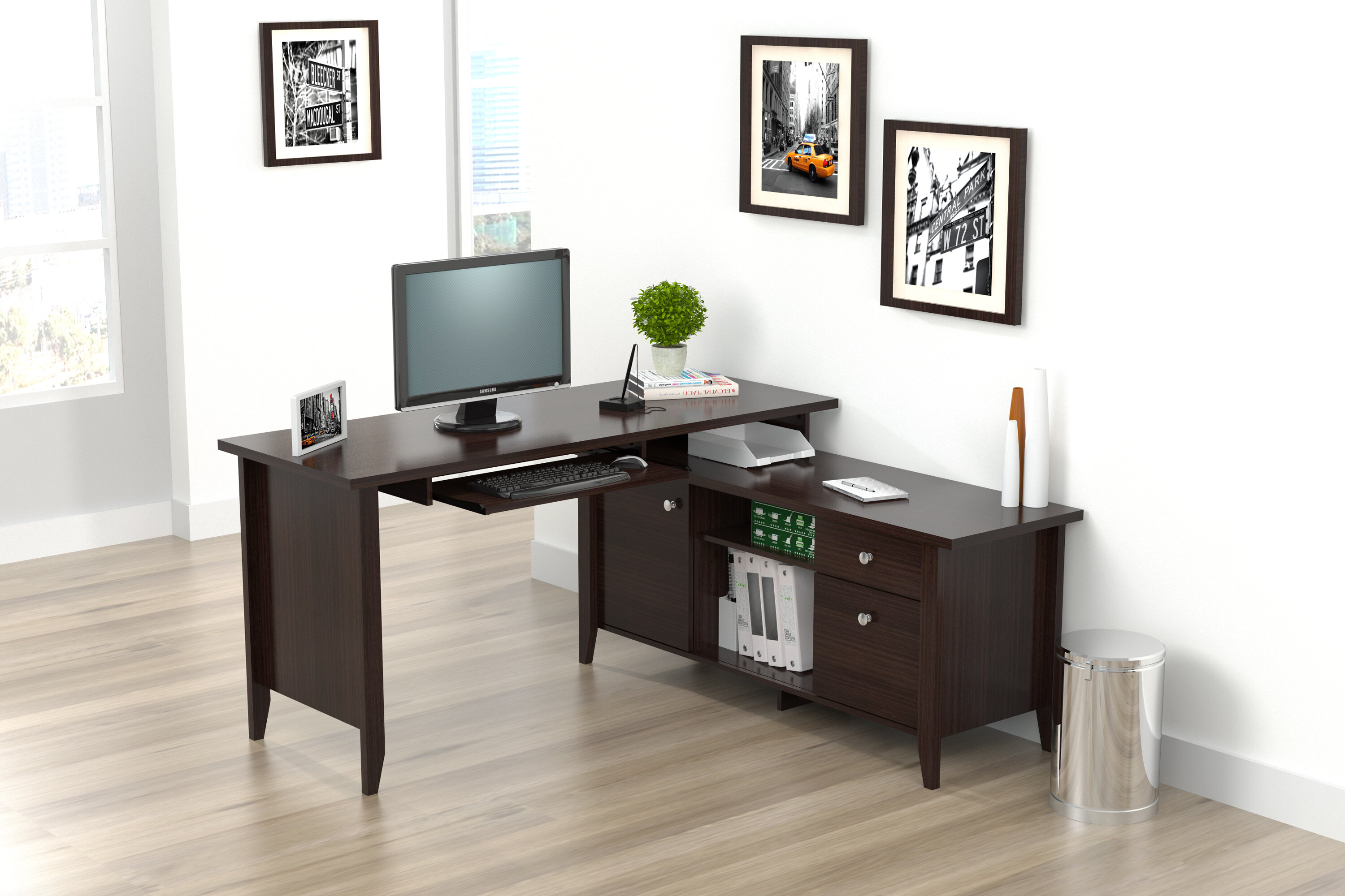 Ebern Designs Serena L Shaped Desk Reviews Wayfair