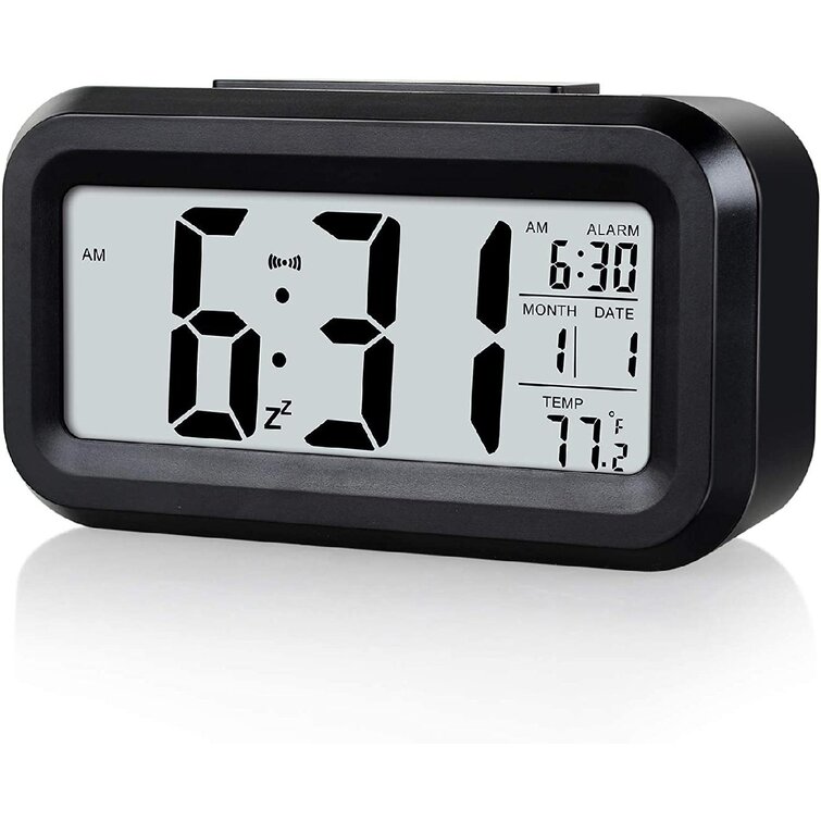 Digital LCD Snooze Battery Operated Alarm Clock Time Temperature Display Bedside 