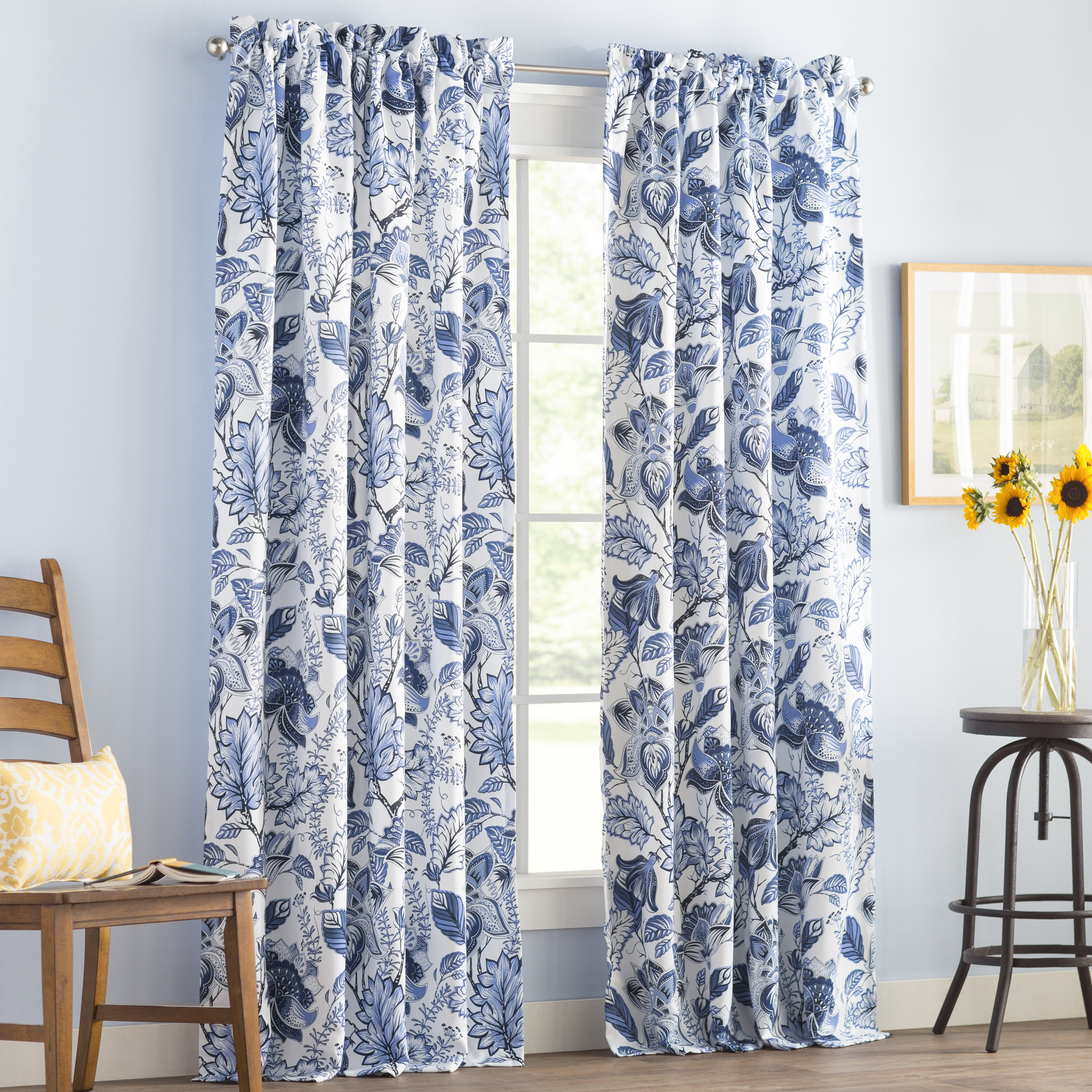 Three Posts Moretinmarsh Floral Thermal Rod Pocket Curtain Panels Reviews Wayfairca