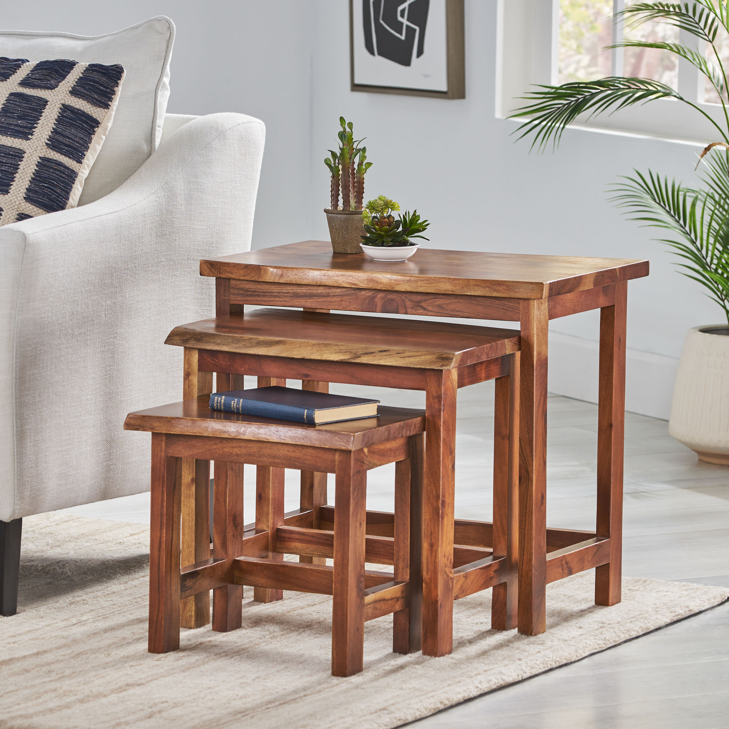 Loon Peak® Nita 22'' Tall Solid Wood Nesting Tables | Wayfair