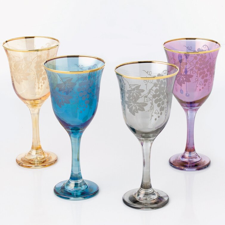 Grape Design Set of 6 Clear Wine Glasses