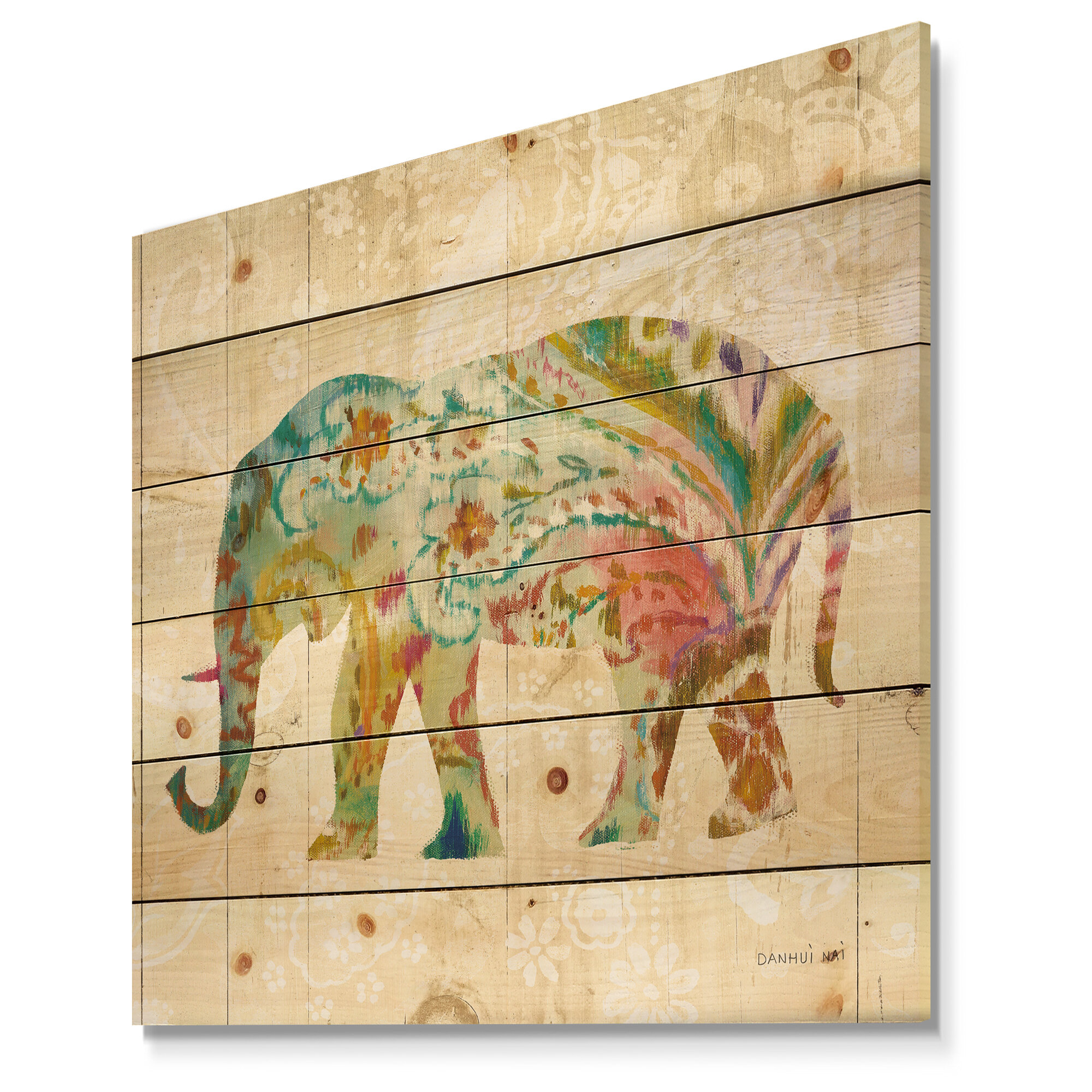 East Urban Home Bohemian And Eclectic Boho Paisley Elephant Ii Print On Wood Wayfair