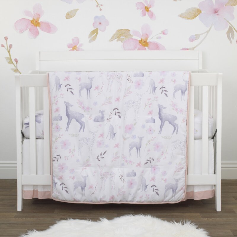 pink deer nursery bedding