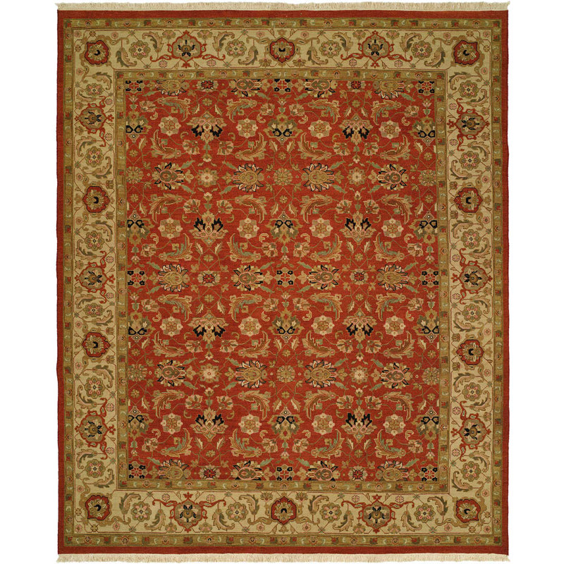 Meridian Rugmakers Badal Oriental Hand Knotted Wool Red Beige Area Rug Wayfair
