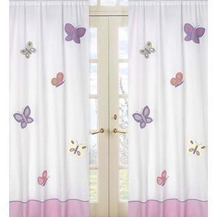 Baby Kids Curtains Erfly Wildlife Semi Sheer Rod Pocket Curtain Panels Set Of 2