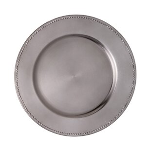 8 pcs 12" Silver Rim CLEAR GLASS CHARGER PLATES Wedding Party Dinner Light Gray 