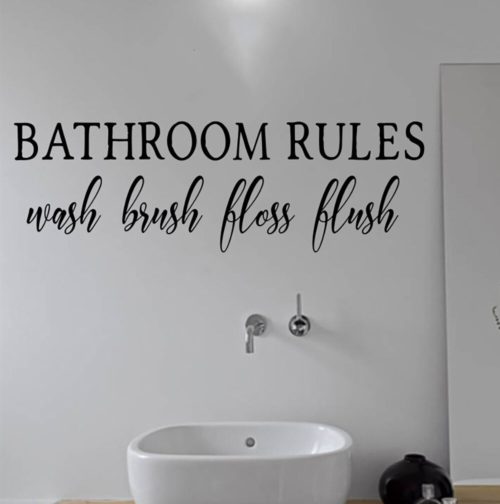 Winston Porter Bathroom Rules Wash Brush Floss Flush Vinyl Words Wall Decal Wayfair