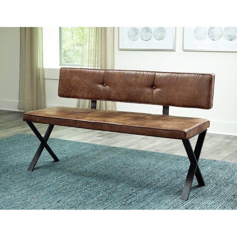 faux leather dining bench with back