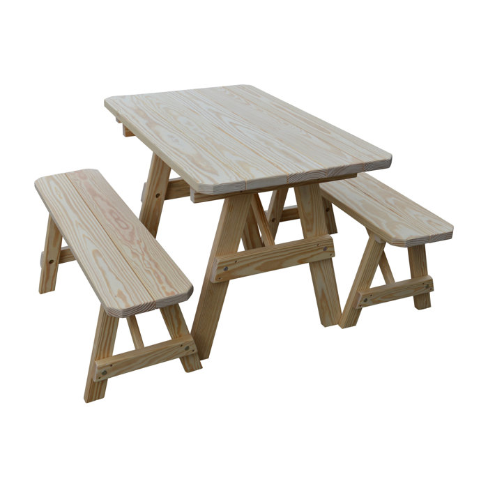 Loon Peak Summerhill Solid Wood Picnic Table Set Wayfair Ca
