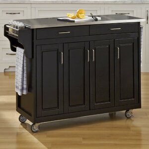 Regiene Kitchen Island with Stainless Steel Top