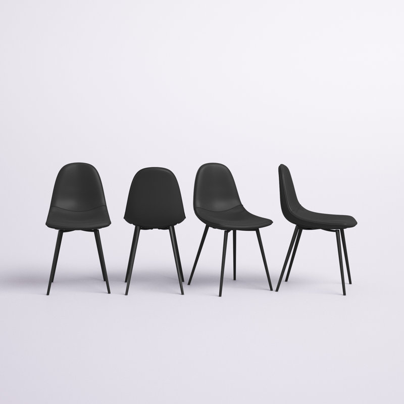 Wade Upholstered Dining Chair Upholstery Color: Black Faux Leather