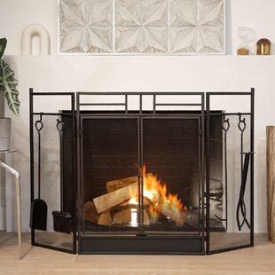 Black Fire Screen Fireplace Guard Spark Screen Fireplace Safety Guard 2Sizes 