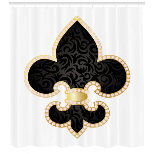 East Urban Home Fleur De Lis Shower Curtain Set Hooks Wayfair