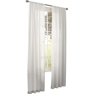 Fabian Solid Sheer Rod pocket Single Curtain Panel