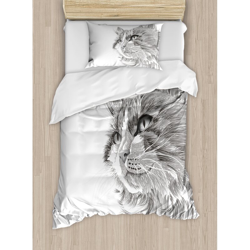 Ambesonne Animal Cat Head Portrait Furry Cute Head Kitten Domestic