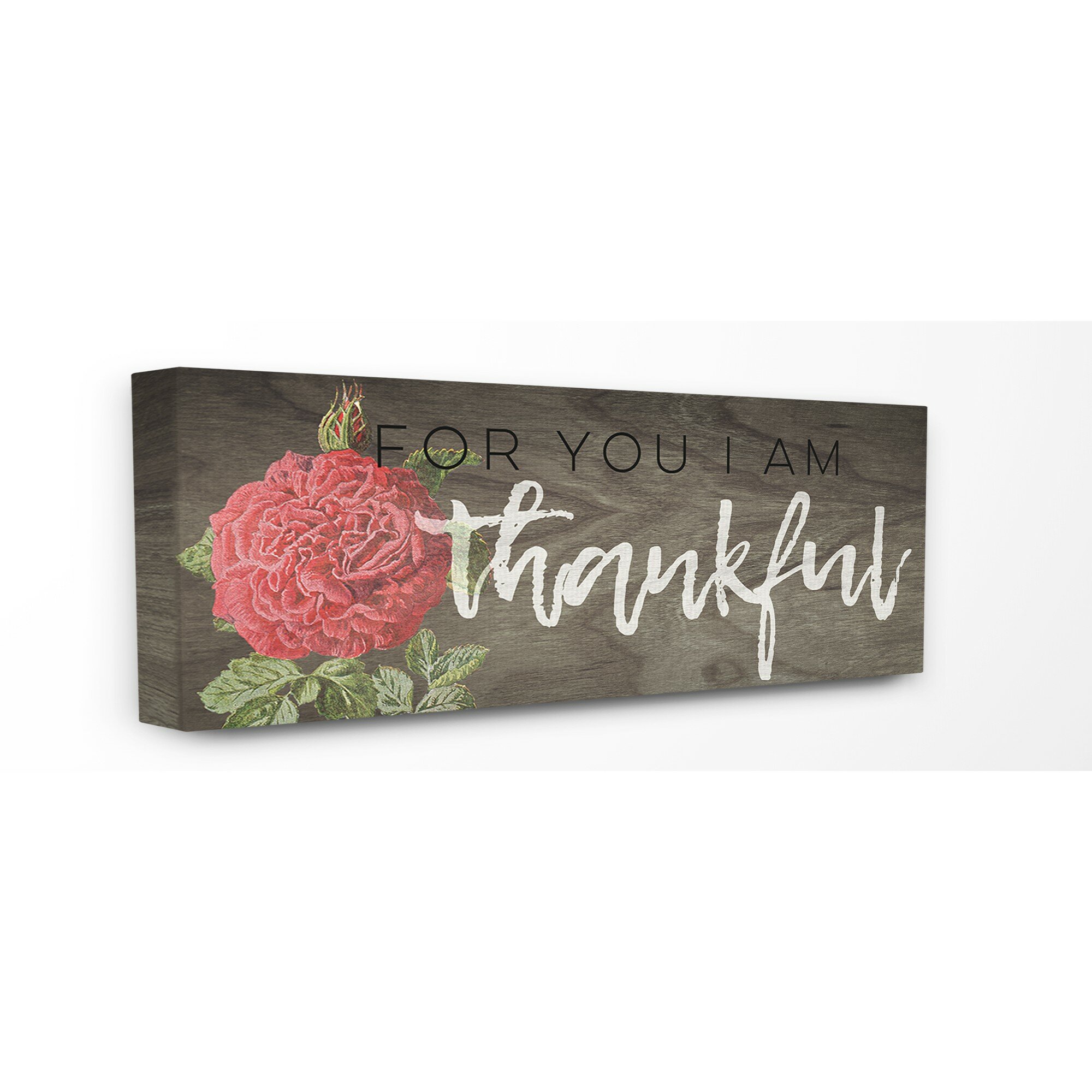 Gracie Oaks For You I Am Thankful Red Rose Graphic Art Print