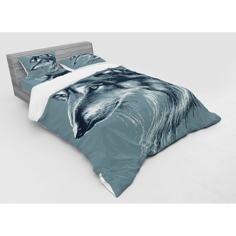 East Urban Home Animal Wild Timber Wolf Portrait Hunter Exotic Creature Mystery Mammal Hunter Graphic Duvet Cover Set Wayfair