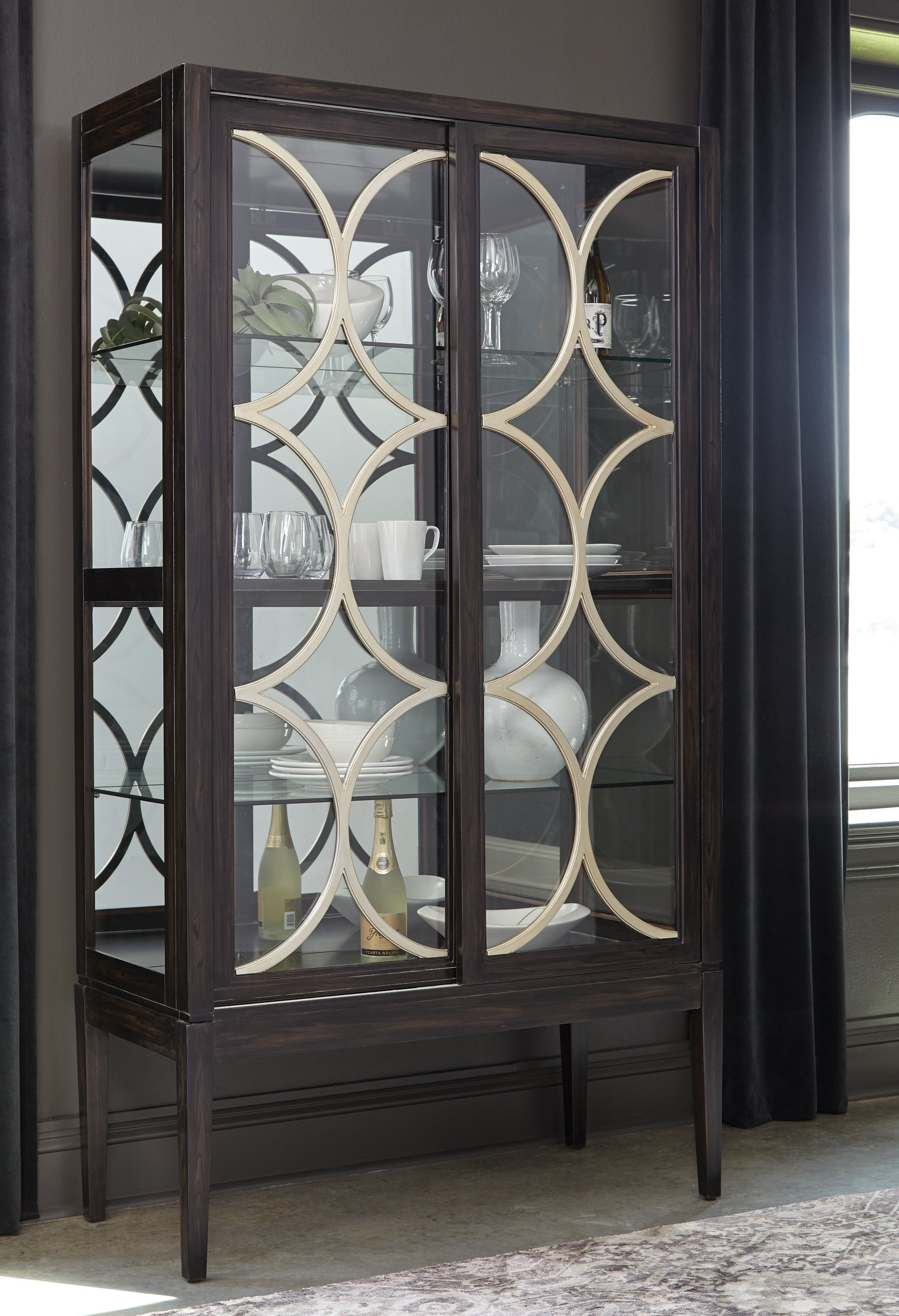 Rosdorf Park 2-Door Curio Cabinet Black | Wayfair.ca