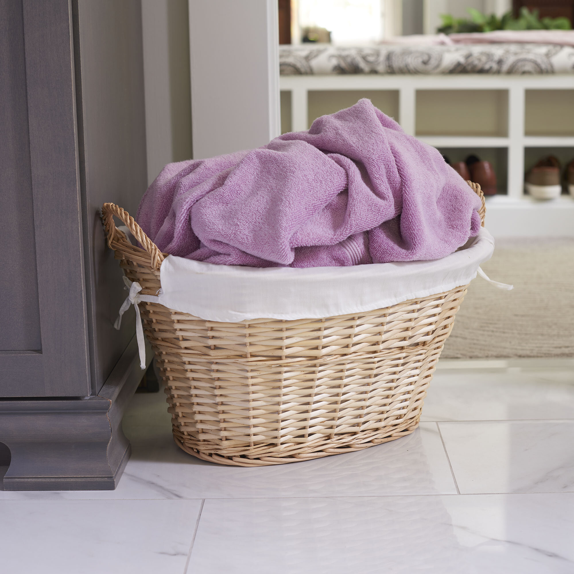 purple linen basket