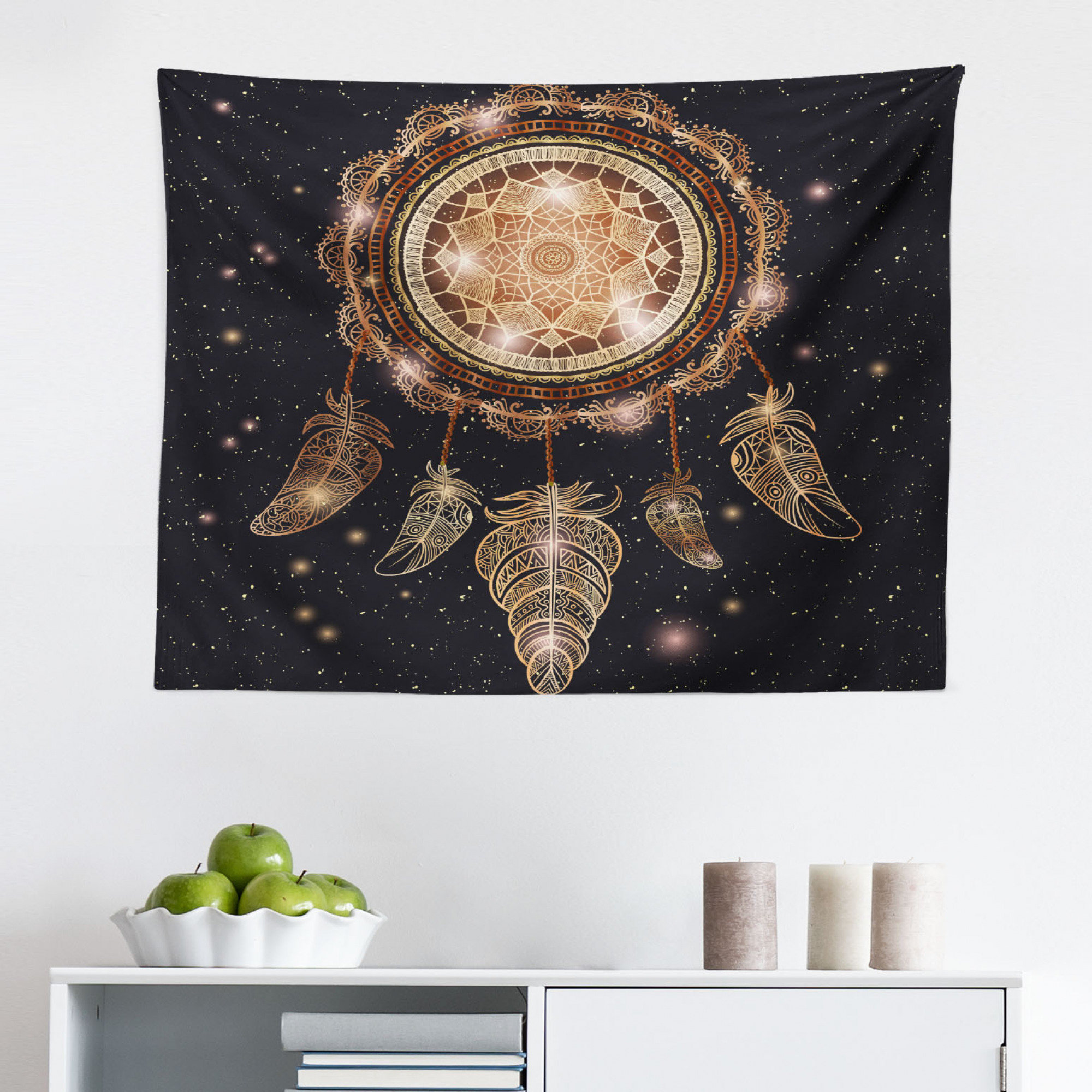 East Urban Home Ambesonne Mandala Tapestry Dreamcatcher Motif Magic Feathers Hippie Design On Starry Backdrop Fabric Wall Hanging Decor For Bedroom Living Room Dorm 45 X 30 Multicolor Wayfair