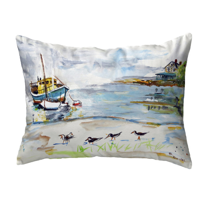 Betsy Drake Interiors Boat And Sandpipers Indoor Outdoor Lumbar