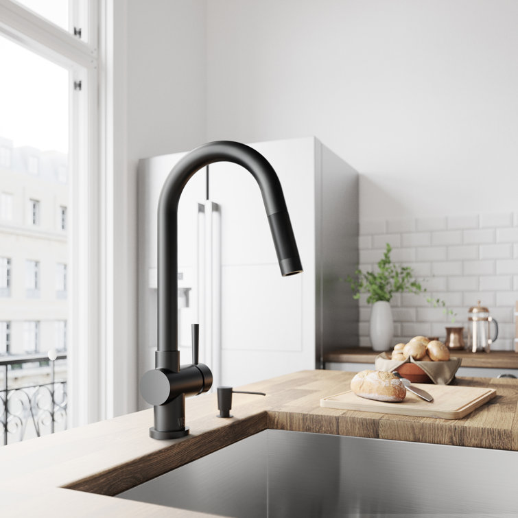 Vigo Gramercy Pull Down Single Handle Kitchen Faucet With Optional Soap Dispenser Reviews Wayfair
