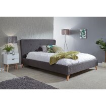 Mid Grey Fabric Time4Sleep Upholstered Double Studio Sprung Base Bed Frame 