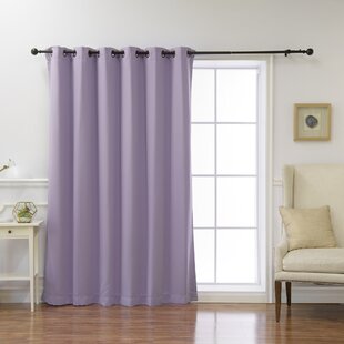 Silver Grommets Panels 100% Blackout 3 Layered Bay Window Curtain 1 Set Lilac 
