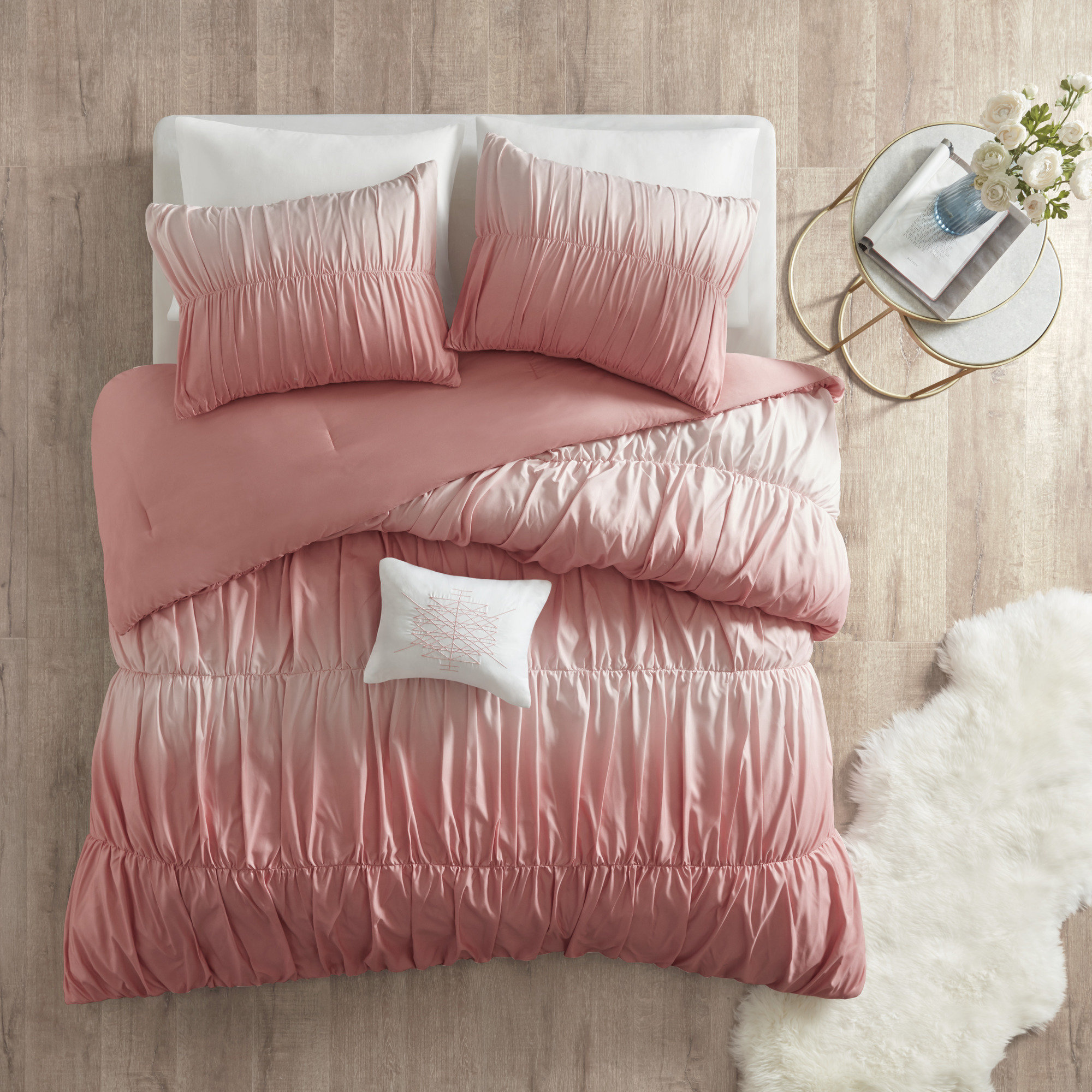 House Of Hampton Nutter Ombre And Ruched Comforter Set Reviews