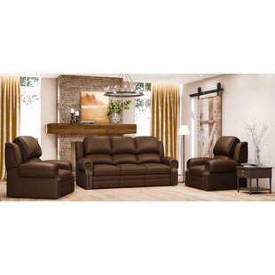 Hilltop 3 Piece Leather Reclining Living Room Set by Westland and Birch