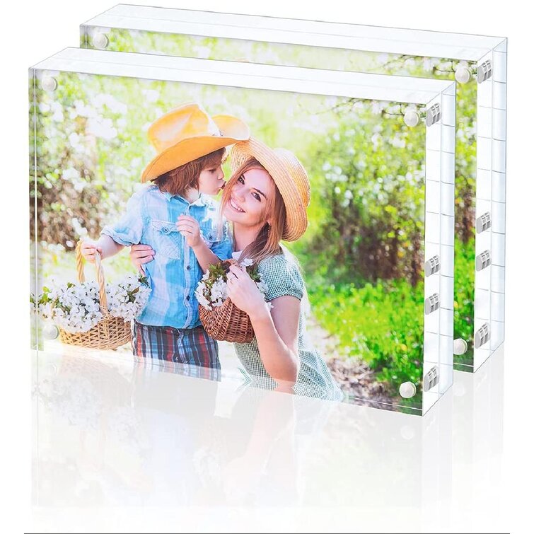 Clear Acrylic Photo Frame Magnetic Photo HolderFree Standing Picture Frame 
