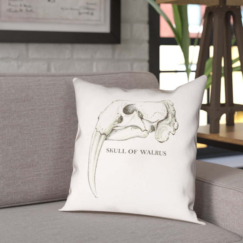 17 Stories France Walrus Skull Indoor Outdoor Throw Pillow Wayfair