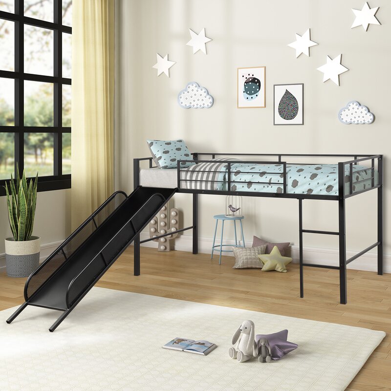 Harriet Bee Lightner Twin Loft Bed With Slide | Wayfair