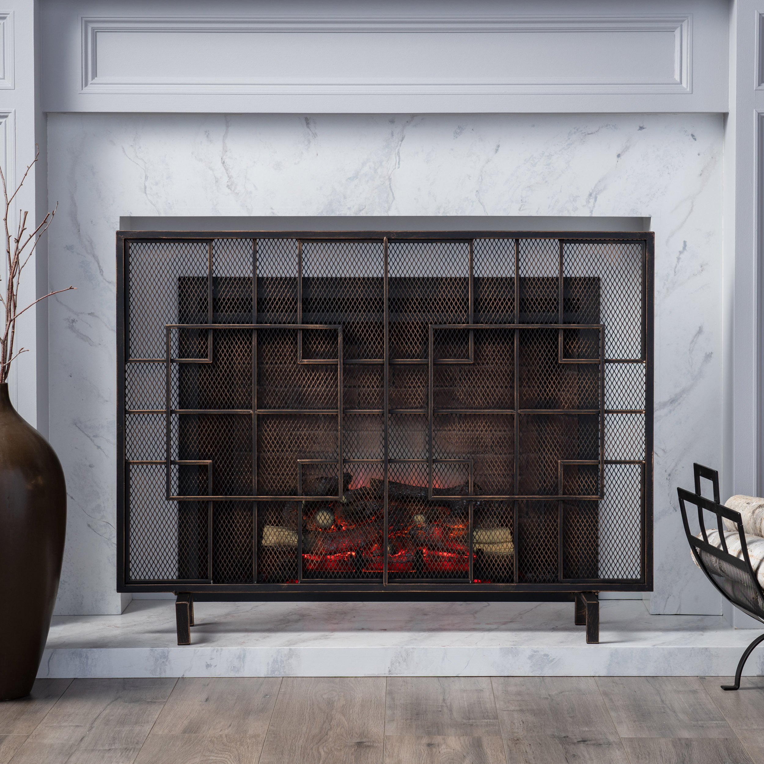 30 High Includes 2 Panels Fireplace Mesh Screen Curtain Enhance