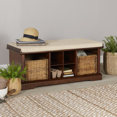 Beachcrest Home Wabasso Upholstered Storage Bench Color Mahogany