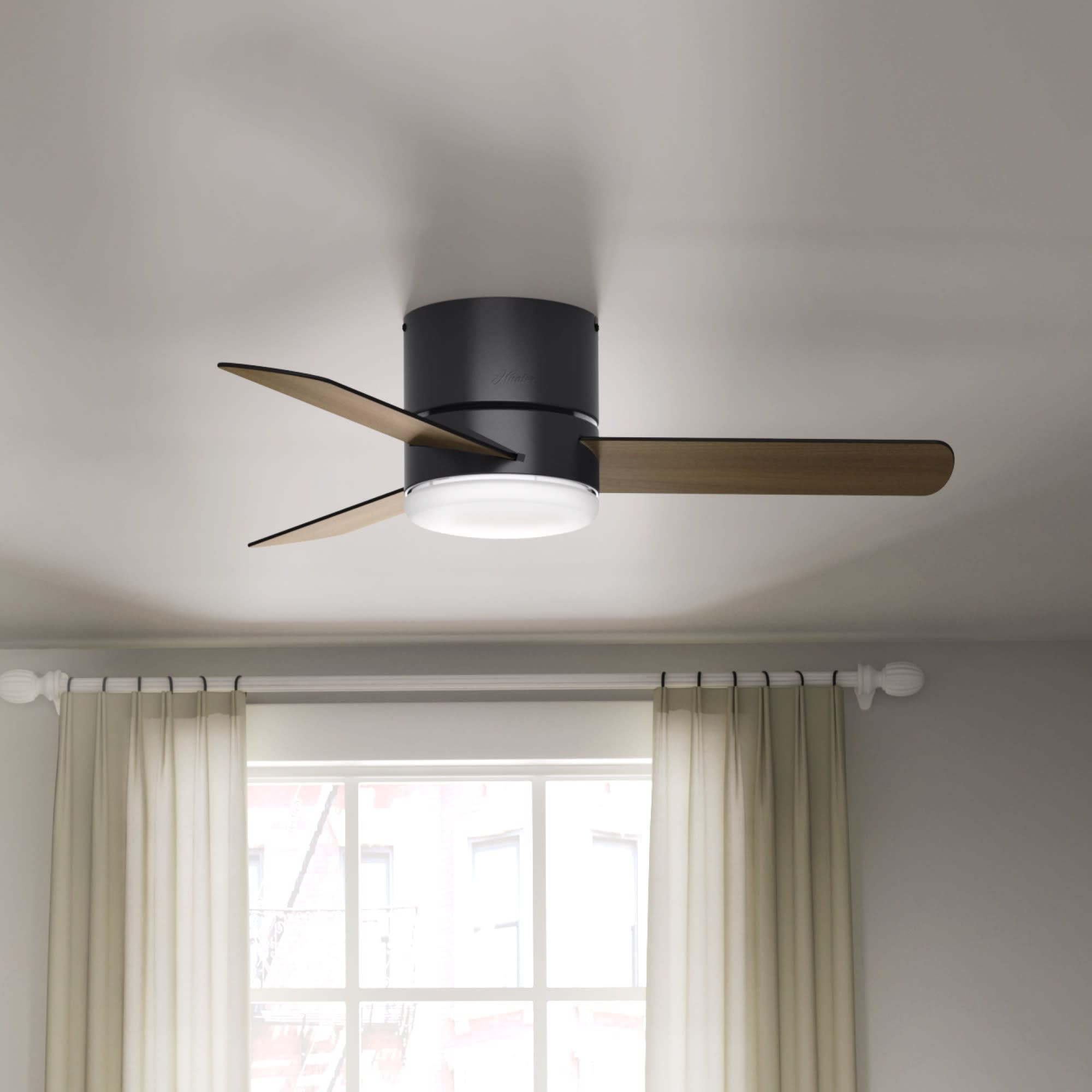 Low Profile Ceiling Fans With Lights       - Hunter Avia Low Profile Led 48 Ceiling Fan Costco : The small room with low a roof is stuffed with odor, heat, and dust ✿【advanced features】flush mount ceiling fan with lights features novel design, making your room cosy and bright.featuring intelligent memory function.